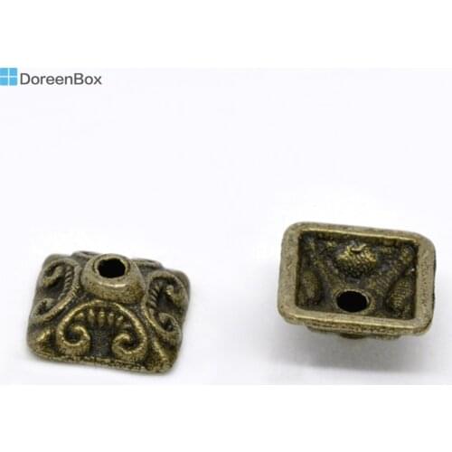 Doreen Box Lovely 50 Bronze Tone Bead End Caps Findings 10x10mm (B13156)