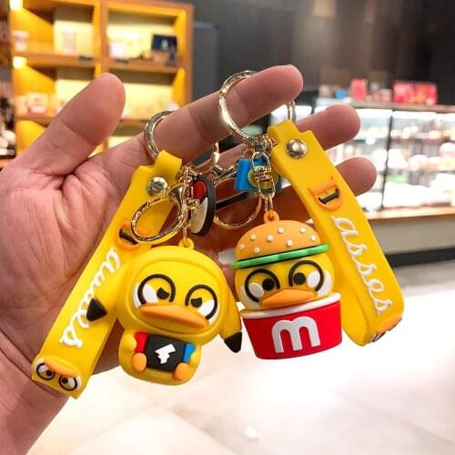 Creative Kawaii Dudu Duck Keychain Cartoon Cute Little Short Leg Pendant Fun Doll Pvc Bracelet Couple Gift Bag Car Pendant