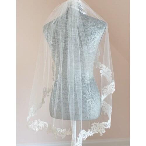 Lace bridal veil, white wedding veil, ivory veil, single veil, elbow veil, wedding accessories