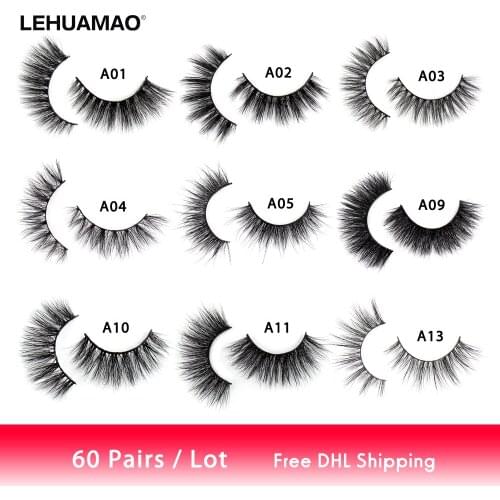 LEHUAMAO 60Pairs Mink Eyelashes 3D Mink Lashes Wholesale False Eyelashes Natural Fluffy Eyelash Makeup Dramatic Lash DHL Ship