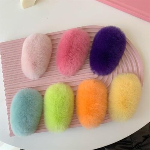 Fashion Womens Hairpin Real Rabbit Hair Color Hairpin A Variety Of Colors To Choose From