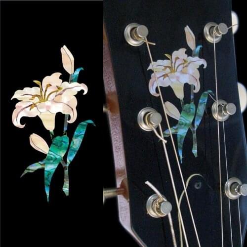 Jockomo Inlay Sticker Decals for Guitar Headstock in Abalone Theme - Lily