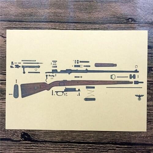 New arrival XQ-135 back to the future kraft paper "German rifle" wall art poster pictures home decor for bathroom 42x3 cm