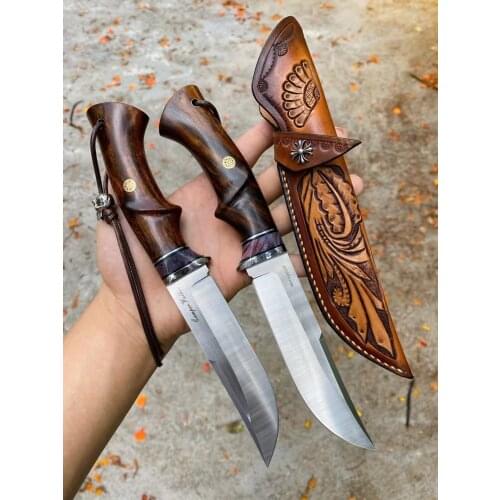M390 powder steel fixed blade knife wooden handle camping knife outdoor survival tool with sheath gift hunting knife EDC tool