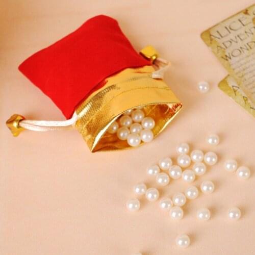 Wholesale Drawstring 50Pcs/Lots 7x9cm Gold And Red Velvet Pouch For Jewelry Packaging