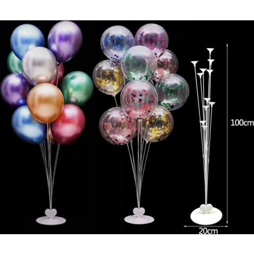 11Tubes Love Heart Plastic Balloon Column Stand Holder Accessories Base Stand Balloon Sticks Birthday Party Wedding Decoration