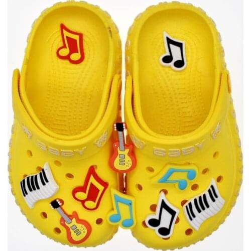 10PCS/set Musical instrument Notes Cartoon Shoes Charms Soft PVC Shoes Decoration Croc Accessories
