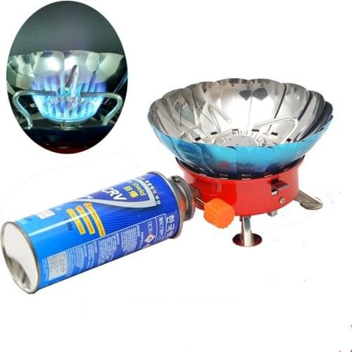 Portable folding round windproof camping stove gas stainless steel outdoor stove camping accessories