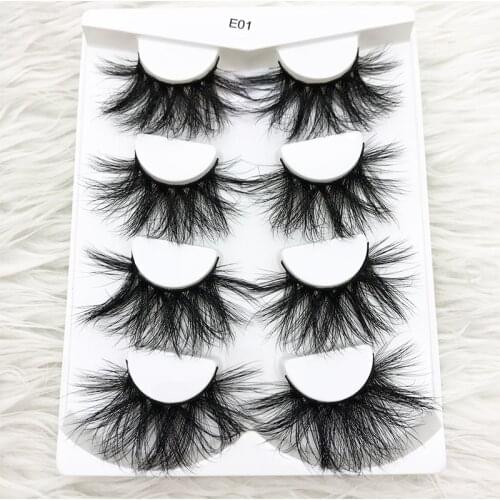 MIKIWI 4 pairs/pack E01 100% natural Hademade Criss-cross wispy cross fluffy length 25mm 3D dramatic volume lashes extension