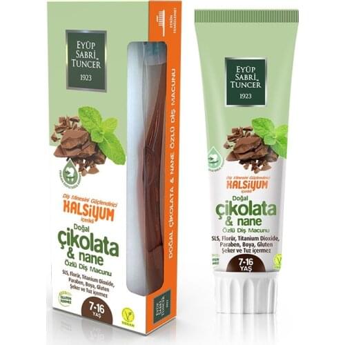 Vegan Natural Chocolate & Mint Extract 7-16 Age Toothpaste 75 ML Oral Hygiene Eyup Sabri Tuncer Turkish Brand %100 Original