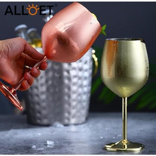 500ml Wine Glasses Stainless Steel Goblet Champagne Cup Metal Cocktail Juice Drinking Mug Bar Party Restaurant Kitchen Tools