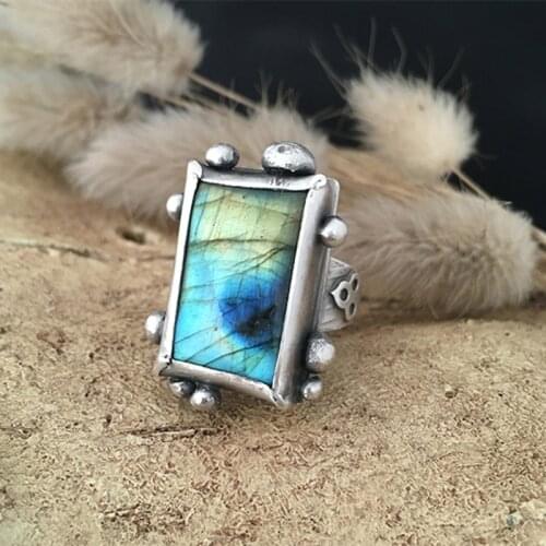Vintage Silver Color Oli Painting Photo Frame Ring Special Design Rune Rings For Men Women Punk Party Jewelry Accessories M2M883