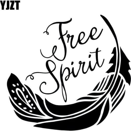 YJZT 18*16.8CM Cartoon FEATHER Free Spirit Fashion Car Sticker Black/Silver Vinyl Car-styling Decals S8-1500