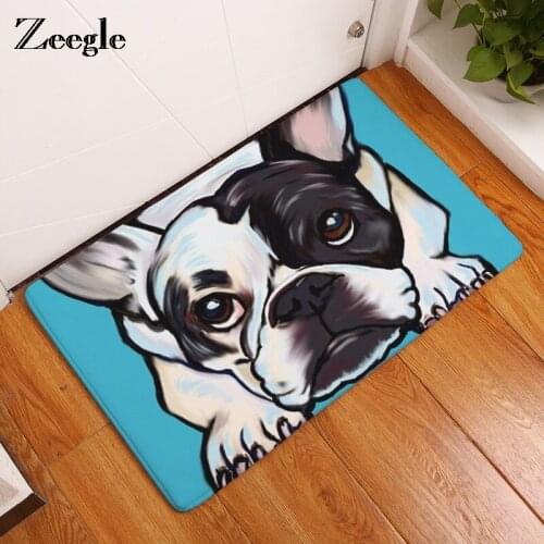 Zeegle Dog Printed Funny Door Mats Absorbent Kitchen Floor Mats Anti-slip Bathroom Bath Mats Foot Pads Absorbent Bedroom Carpets