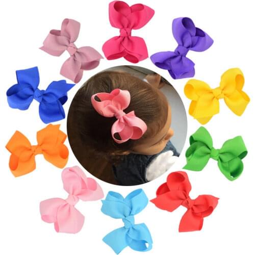 3 Inch 10/24pcs Solid Hairpin Girl Handmade Bowknot Clip Ornament for Child Baby Colorful Head Wear Hair Clips Accessories