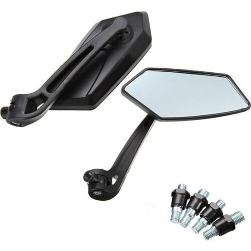 2pcs Rearview Mirror Reflector Mirror For Motorcycle ATV Quad Scooter Black 100% brand new and high quality