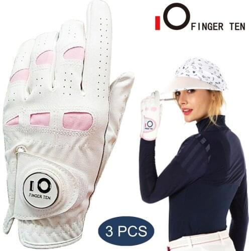 Women Ladies Golf Gloves Right Hand Left Rh Lh With Ball Marker PU Leather Durable Fit S M L XL 6Pcs Golfer Glove Drop Shipping