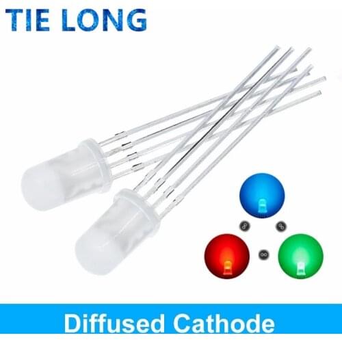 100pcs 5mm RGB LED Common Cathode / Common Anode Tri-Color Emitting Diodes f5 RGB Diffused / Transparent Highlight for arduino