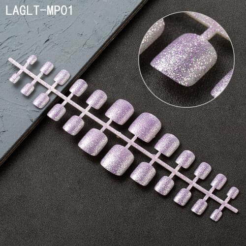 24tips Artificial Toe Nails Candy Colors UV Gel Glitter Fake Toenail French Short Summer False Nails Press on Foot Decoration