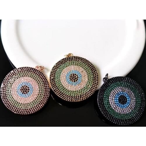 3Pcs Tiny CZ crystal Charm,CZ zircon Stone Micro pave Turkish Style round Pendant,Jewelry Finding DIY necklace making P606