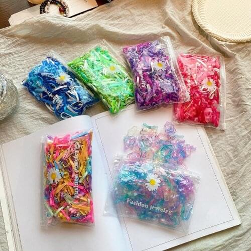 350Pcs Girls Colorful Clear Mix Small Rubber Bands Hair Tie Gum For Ponytail Holder Elastic Hair Bands For Baby Girl Styling