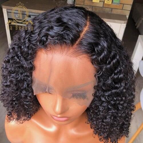 Afro Kinky Curly Transparent Lace Wigs Invisible 360 Lace Frontal Human Hair Wigs For Black Women Pre Plucked Remy Hair Nabeauty