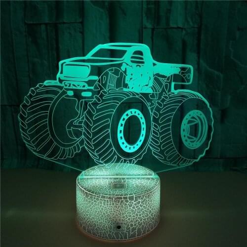 Tractor 3d Night Light Lamp for Bedroom Bedside Table Lamp Color Change Remote Light Gift for Kids Children Birthday Decoration