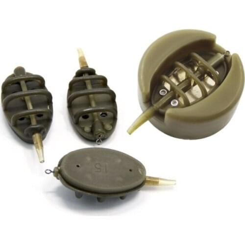 4pcs/lots Carp Fishing Inline Method Feeder 4 Feeders 15/20/25/35g 30/40/50/60g Mould Set 'lrz