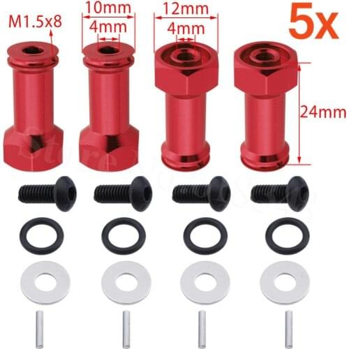 5 Sets Aluminum 12mm Wheel Hex Extension Adapter Hub For RC Traxxas 1/16 Slash 4WD E-Revo Summit VXL Hop Up Parts