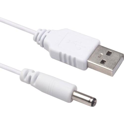 5pcs USB To DC 3.5mm Power Cable USB A Male To 3.5 Jack 1A Charging Power Cable White Converter Adapter Cables Plug Line 1m