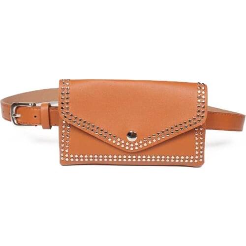 5PCS / LOT Fashion All-match Vintage Waist Bag Rivet Waist Belt Bag Women Accessories Thin Belt Phone Coin Fanny Bag