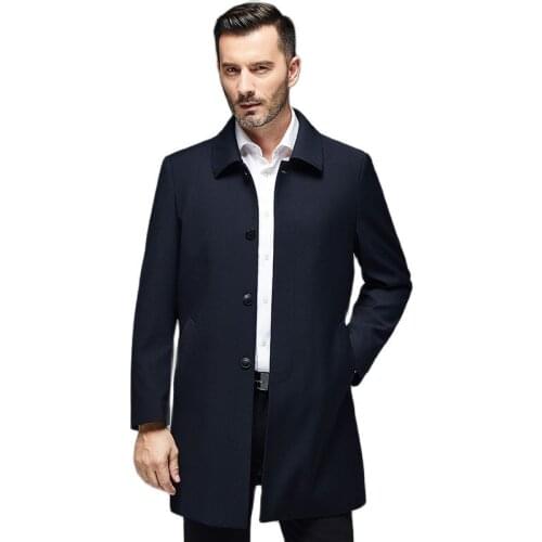 8939 Fashion 2020 Spring-Middle-aged Men Business Casual Fold-down Collar Mid-length Daddy Clothes Casual Coat