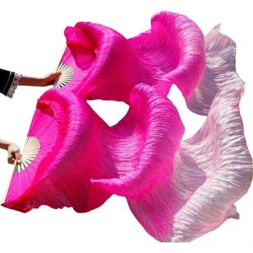Newest Handmade Bamboo Ribs Dance Props Silk Belly Dance Fans Natural Silk 1 Pc Left hand+1 Pc Right Hand Dancing Silk Fans red