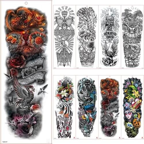 Large Arm Sleeve Tattoo Waterproof Temporary Tattoo Sticker Elf Phoenix Butterfly Men Full Flower Tatoo Body Art Tattoo Girl