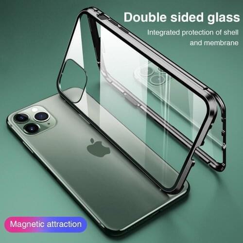 For iPhone 12 Pro Max SE 2020 11 Pro XS XR X 8 7 6s Case Double Side Magnetic Case for IPhone 12 Magnet Glass Phone Cover Coque