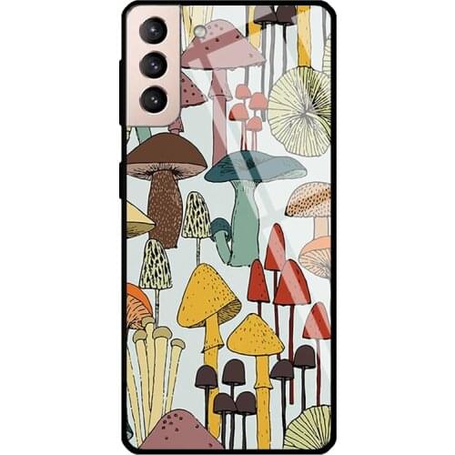 Hippie Mushroom Foraging Fungi Tempered Glass Case For Samsung Galaxy S21 Ultra Note 20 S8 S9 S10 Note 10 Plus S20 FE