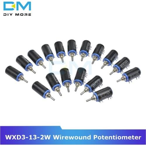 Diymore WXD3-13-2W Wirewound Potentiometer Resistance Ohm 10 Turns Linear Rotary Potentiometer 5% +5% -5% Electronic Diy