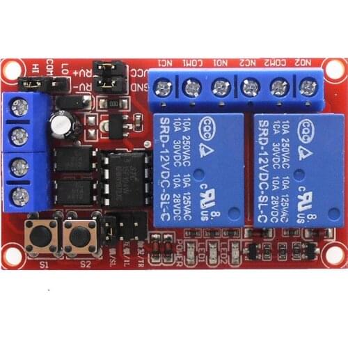 5V 12V 24V 2 channel interlock switch self-locking three-in-one relay module high and low level trigger