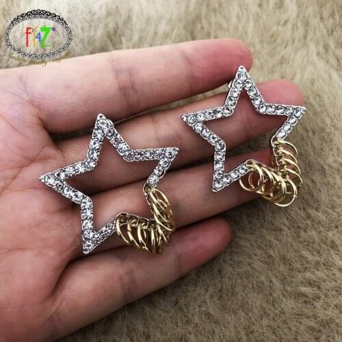 F.J4Z Designer Trendy Women Big Earrings Fashion Sparkling Rhinestone Gold Charms Club Show Earring Jewelry Wholesale Dropship