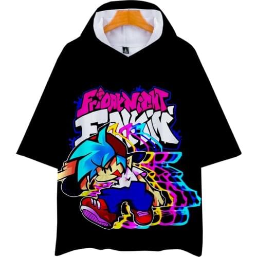 Game Friday Night Funkin 3D Print Oversized T Shirt Boys and Girls Summer Short Sleeve Hooded T-shirt Funny Anime Graphic Tees