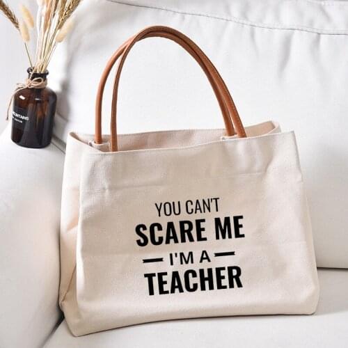Funny Teacher Words Printed Canvas Tote Bag Handbag Teaching Work Bag Book Bag Gift for Women Lady Beach Bag Dropshipping