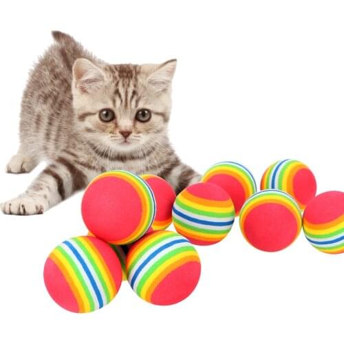 HOOMIN Interactive Cat Toys 10Pcs Rainbow Colorful Balls Cat Football Training Toys Pet Supplies Pet Products