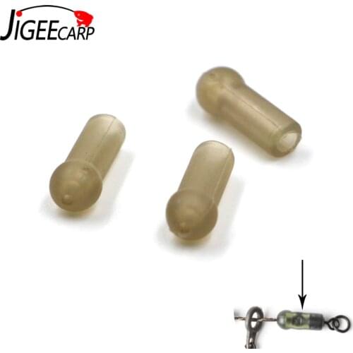 JIGEECARP 100PCS Carp Fishing Heli Rubber Buffer Bead Soft Carp Rigs Knot Protector Fishing Terminal Tackles 15mm Light Olive
