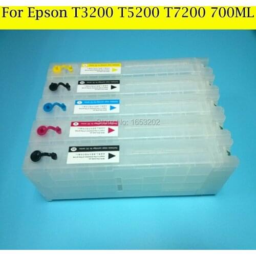 5 Color 700ML Refillable Ink Cartridge For Epson T3200 T5200 T7200 Printer Plotter WIth Permanent chip