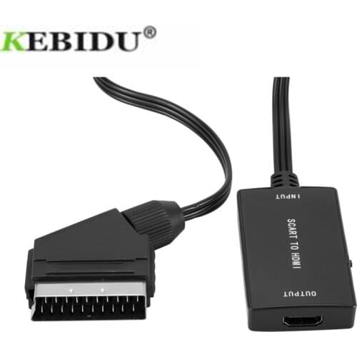 SCART to HDMI Converter with Cable, Wrugste Scart in HDMI Out HD 720P/1080P Switch Video Audio Converter Adapter for HDTV M
