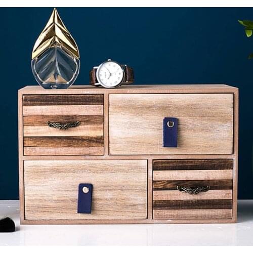 Коробка для хранени Wood Drawer Desktop Receiving Cosmetics Lipstick Separation Finishing Jewelry Watch Storage Bedroom Dust Box