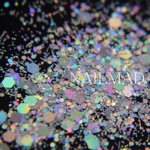 50 grams Laser Nail Glitter Hexagon Strip Mix Shape Mix Size Nail Sequins for makeup nail polish Decoration