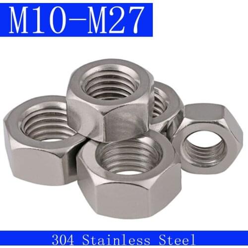 M8 / M10 / M12 / M14 / M16 / M18 / M20 / M22 / M24 / M27 / M30 304 Stainless Steel Hexagonal Nut DIN 934 SUS 304