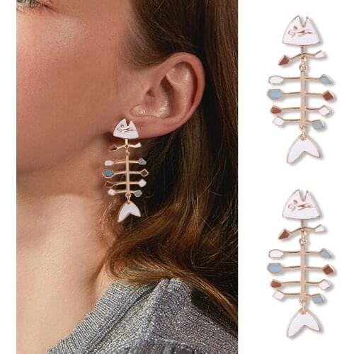 Makersland Stud Earrings For Women Jewellery Vintage Earrings Fish Skeleton Womens Accessories Fashion Jewelry Girls Gift 2020