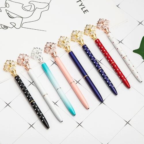 Diamond Crystal Metal Ballpoint Pen Rotating Pen Custom Pens With Logo Office Gifts Metal Pen Office Supplies Stationery